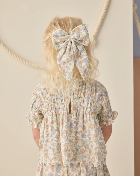 clip bloom print bow - ivory