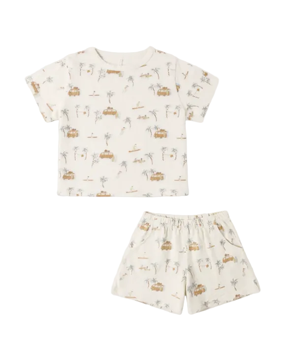 set outfit surf town tee and shorts - natural