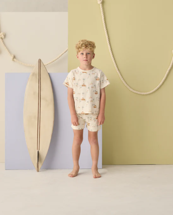 set outfit surf town tee and shorts - natural
