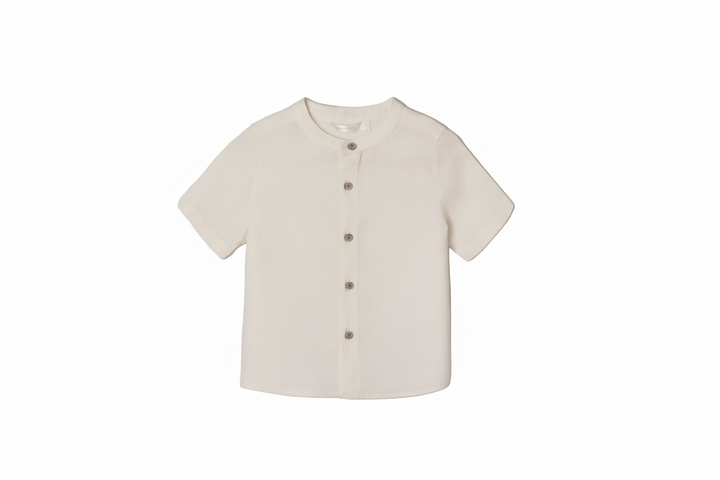 shirt s/s mandarin collar - white