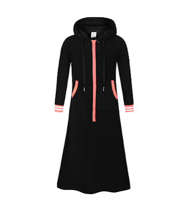 bathrobe terry lightweight varsity design - black