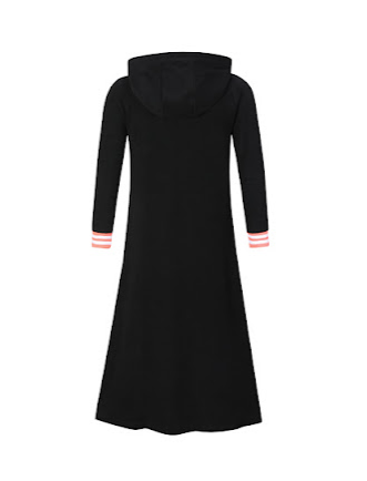 bathrobe terry lightweight varsity design - black