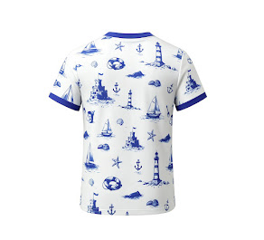 swim tee toile print - white/blue