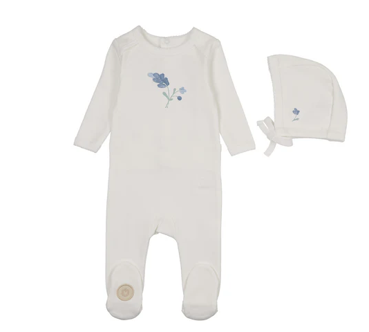 footie gentle strokes painted with bonnet - ivory