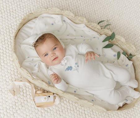 footie gentle strokes painted with bonnet - ivory