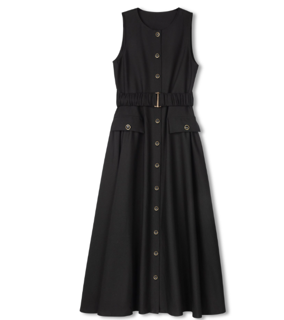 dress button down belted jumper - black