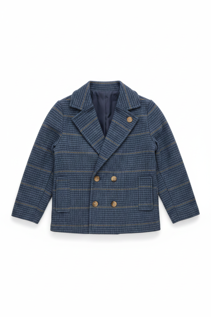 blazer wool plaid double breasted - multi