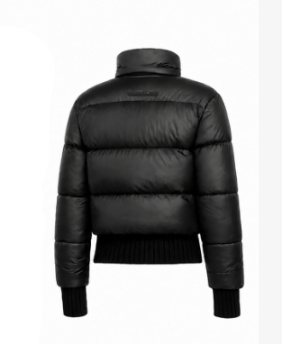 coat padded sporty bomber style with hidden hood - black