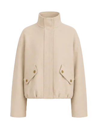 jacket wool hidden closure with flap pockets - oatmeal