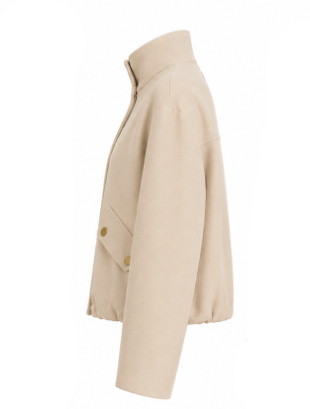 jacket wool hidden closure with flap pockets - oatmeal