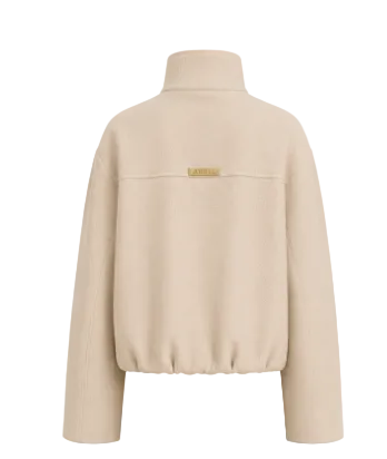 jacket wool hidden closure with flap pockets - oatmeal