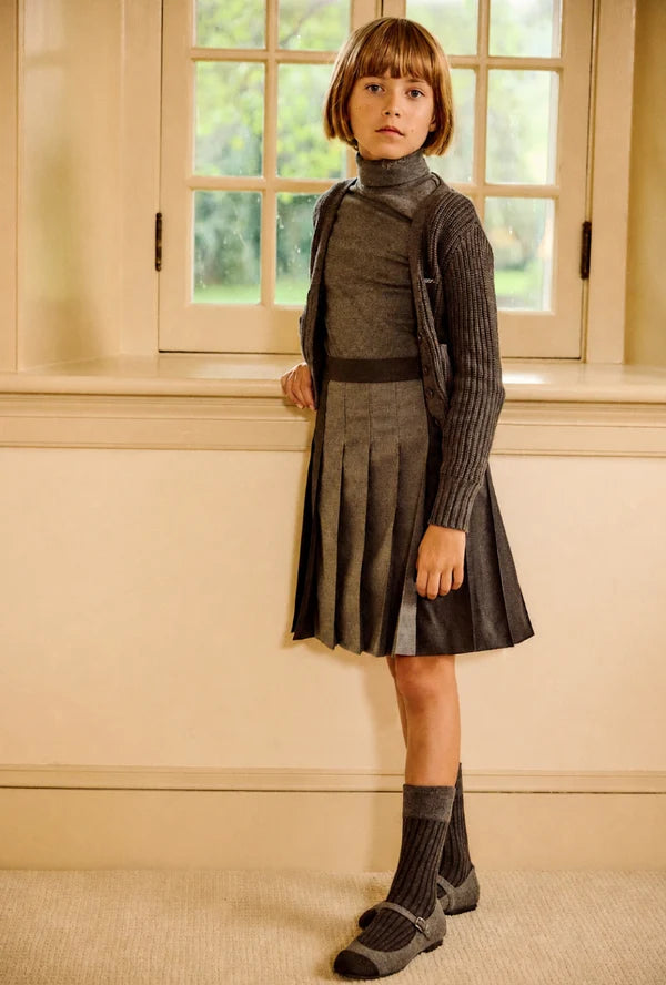 top l/s knit logo turtleneck - grey