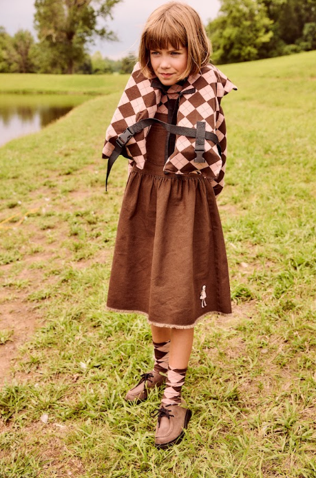 dress denim circle hem jumper - brown denim
