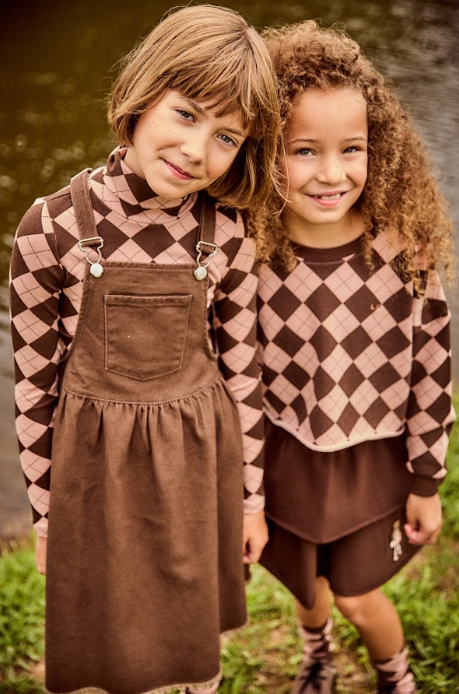 dress denim circle hem jumper - brown denim