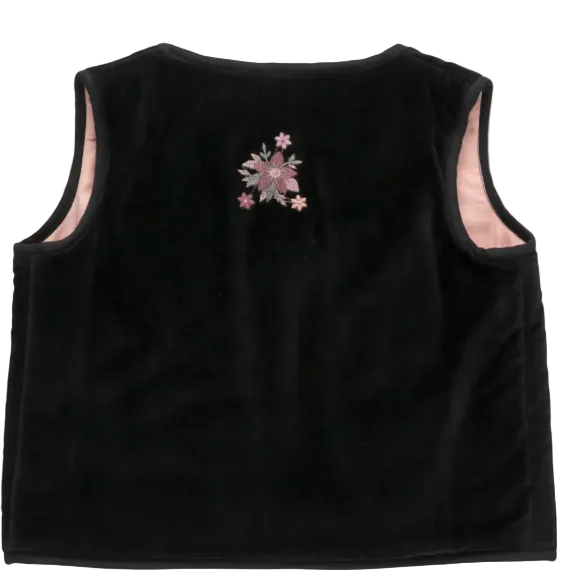 vest velour embroidered tie - black