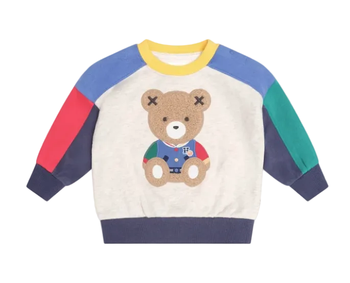 top l/s colorblock sherpa bear sweatshirt - multi