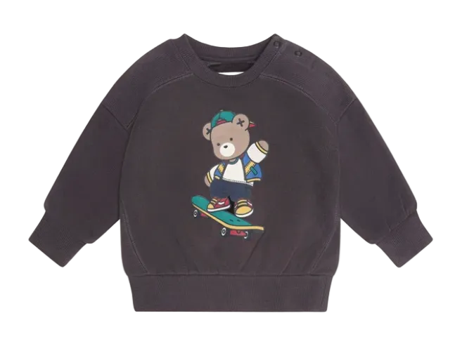 top l/s skater hux bear sweatshirt - soft black