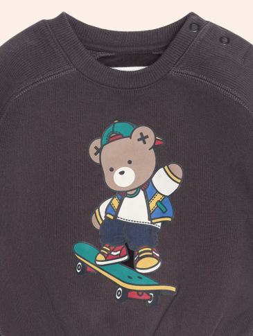 top l/s skater hux bear sweatshirt - soft black