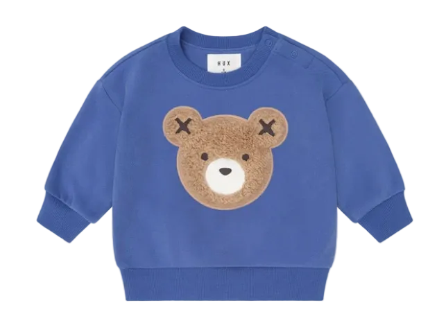 set outfit furry hux bear sweatshirt and sweatpants - cobalt