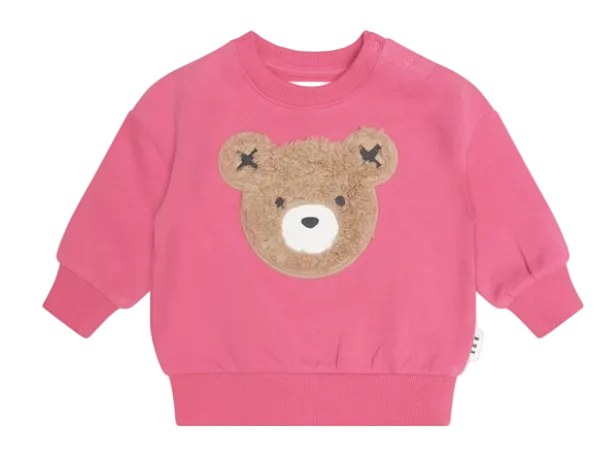 set outfit furry hux bear sweatshirt and sweatpants - dusty berry