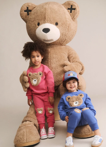 set outfit furry hux bear sweatshirt and sweatpants - dusty berry