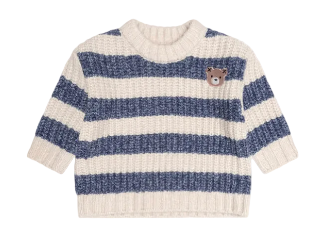 top l/s chunky knit striped sweater - ink stripe