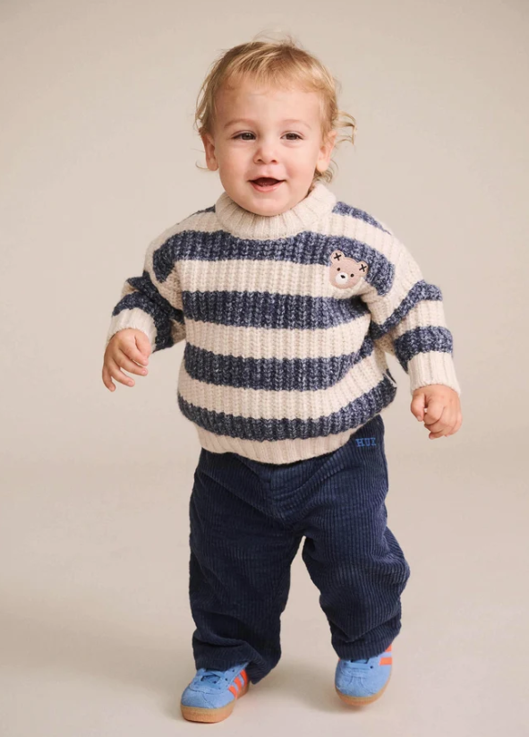 top l/s chunky knit striped sweater - ink stripe