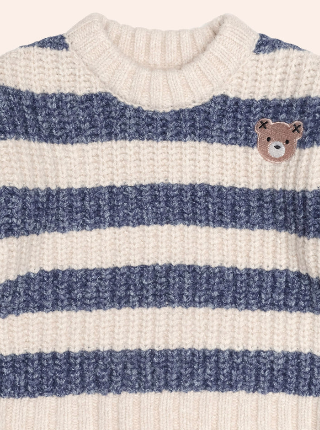top l/s chunky knit striped sweater - ink stripe