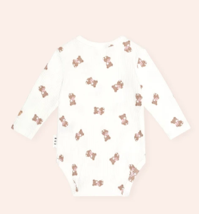 set knit ribbed bear onesie and leggings - almond milk