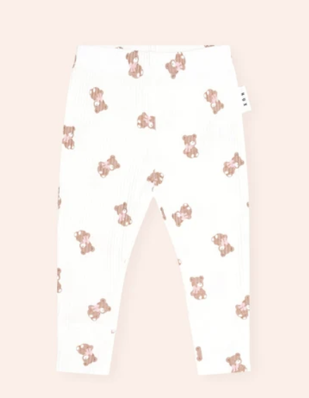 set knit ribbed bear onesie and leggings - almond milk