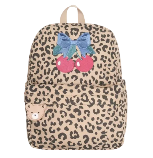 backpack leopard print cherry bow - animal