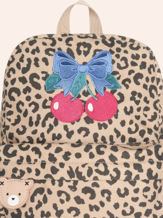 backpack leopard print cherry bow - animal