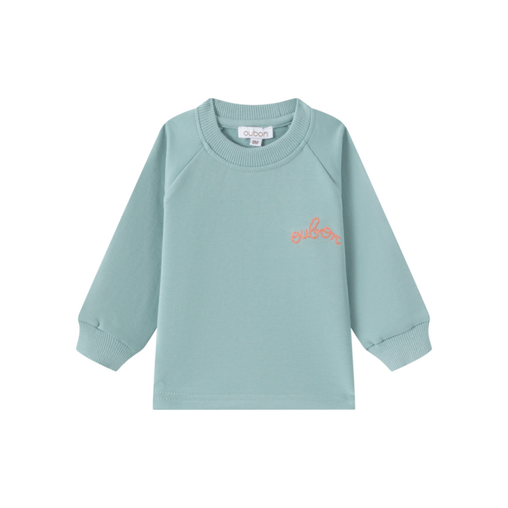 set outfit logo sweatshirt and rib pants - teal