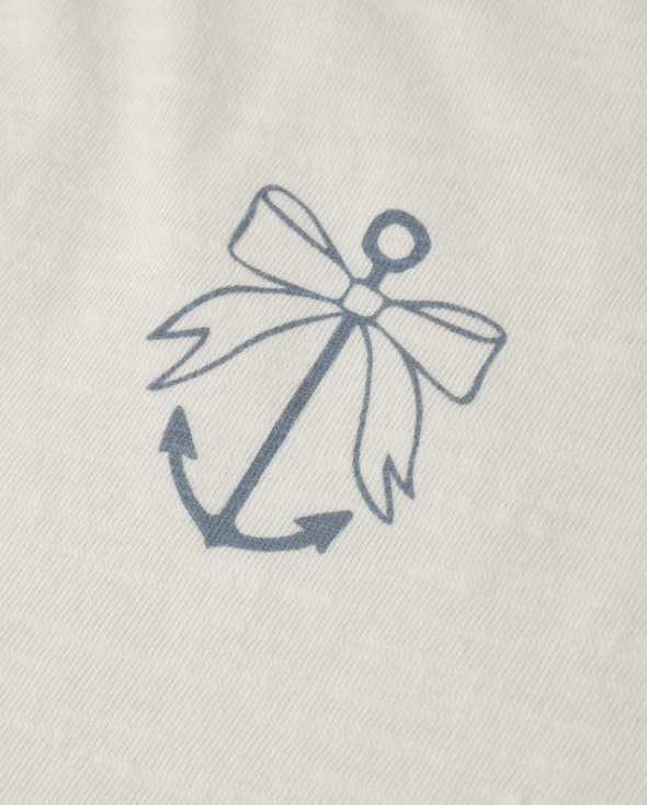 tee s/s anchor bow striped trim - ivory