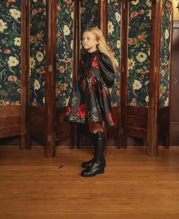 shirt organza frill l/s - black
