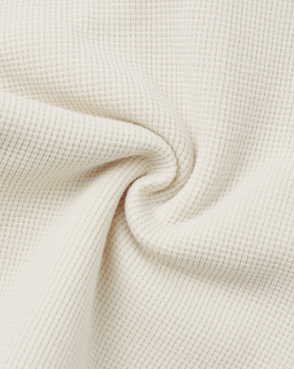 set knit waffle lace wrap top and footie pants with bonnet - natural