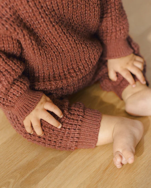 set outfit chunky knit sweater and pants - cranberry