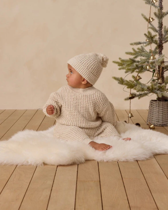 set outfit chunky knit sweater and pants - natural