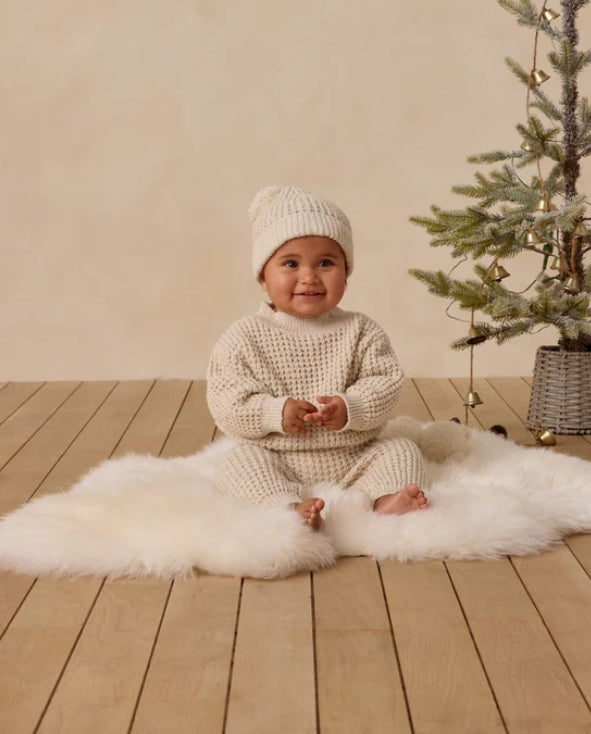 set outfit chunky knit sweater and pants - natural