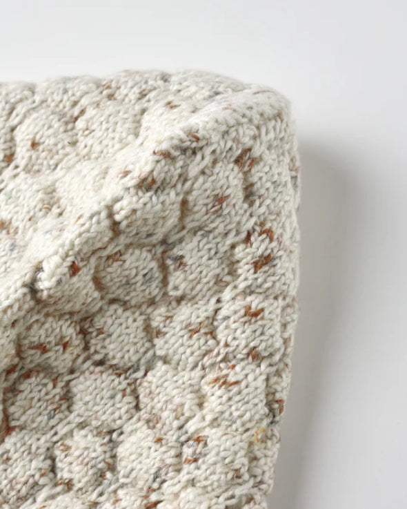 set outfit speckled knit cardigan and bloomer with bonnet - natural