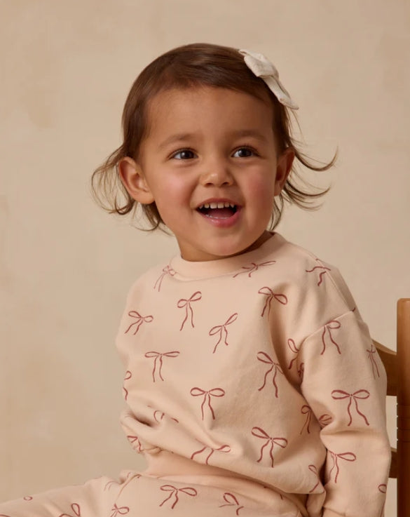 set outfit bow print sweatshirt and sweatpants - antique