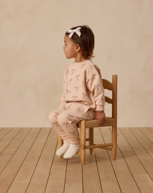 set outfit bow print sweatshirt and sweatpants - antique