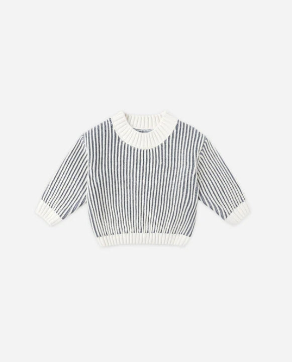 set outfit striped knit sweater and pants - ocean