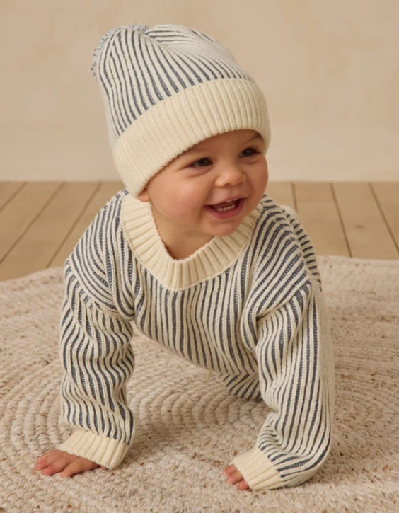 set outfit striped knit sweater and pants - ocean