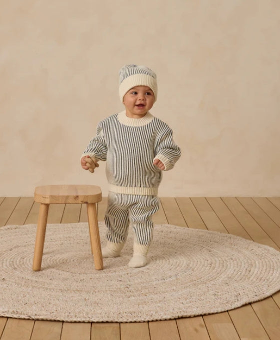 set outfit striped knit sweater and pants - ocean