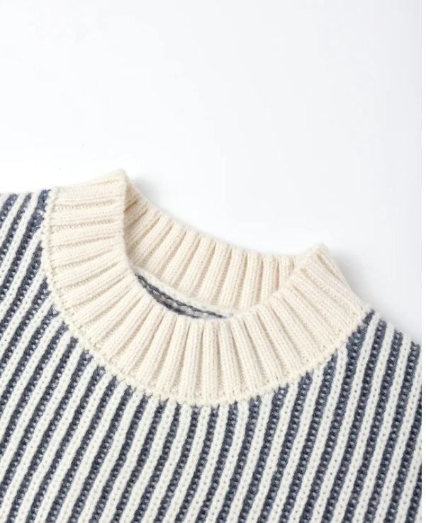 set outfit striped knit sweater and pants - ocean