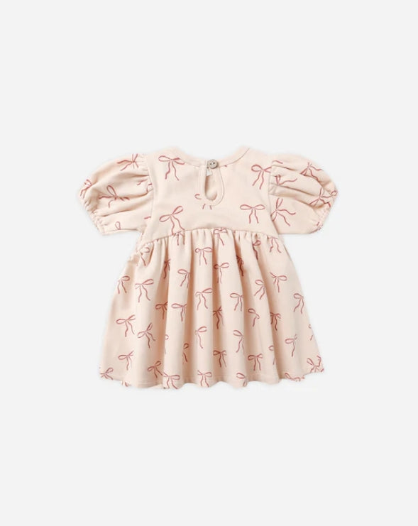 dress s/s bow print - antique