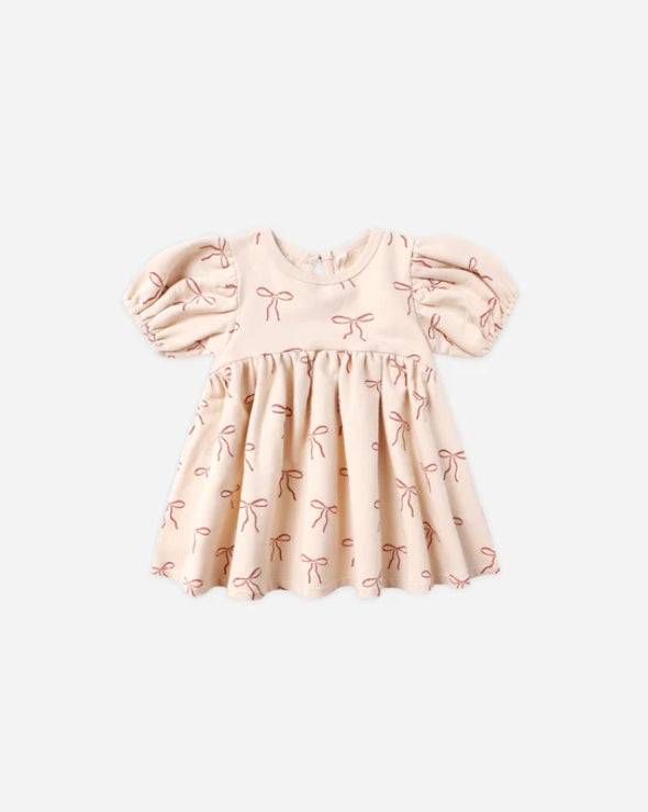 dress s/s bow print - antique