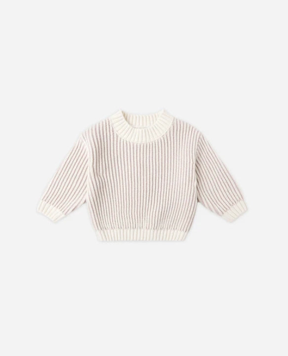 set outfit striped knit sweater and pants - lilac