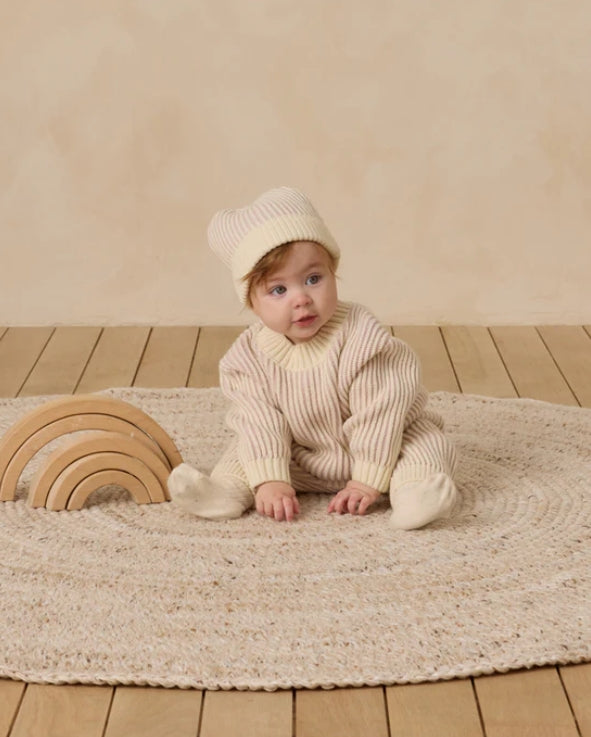 set outfit striped knit sweater and pants - lilac